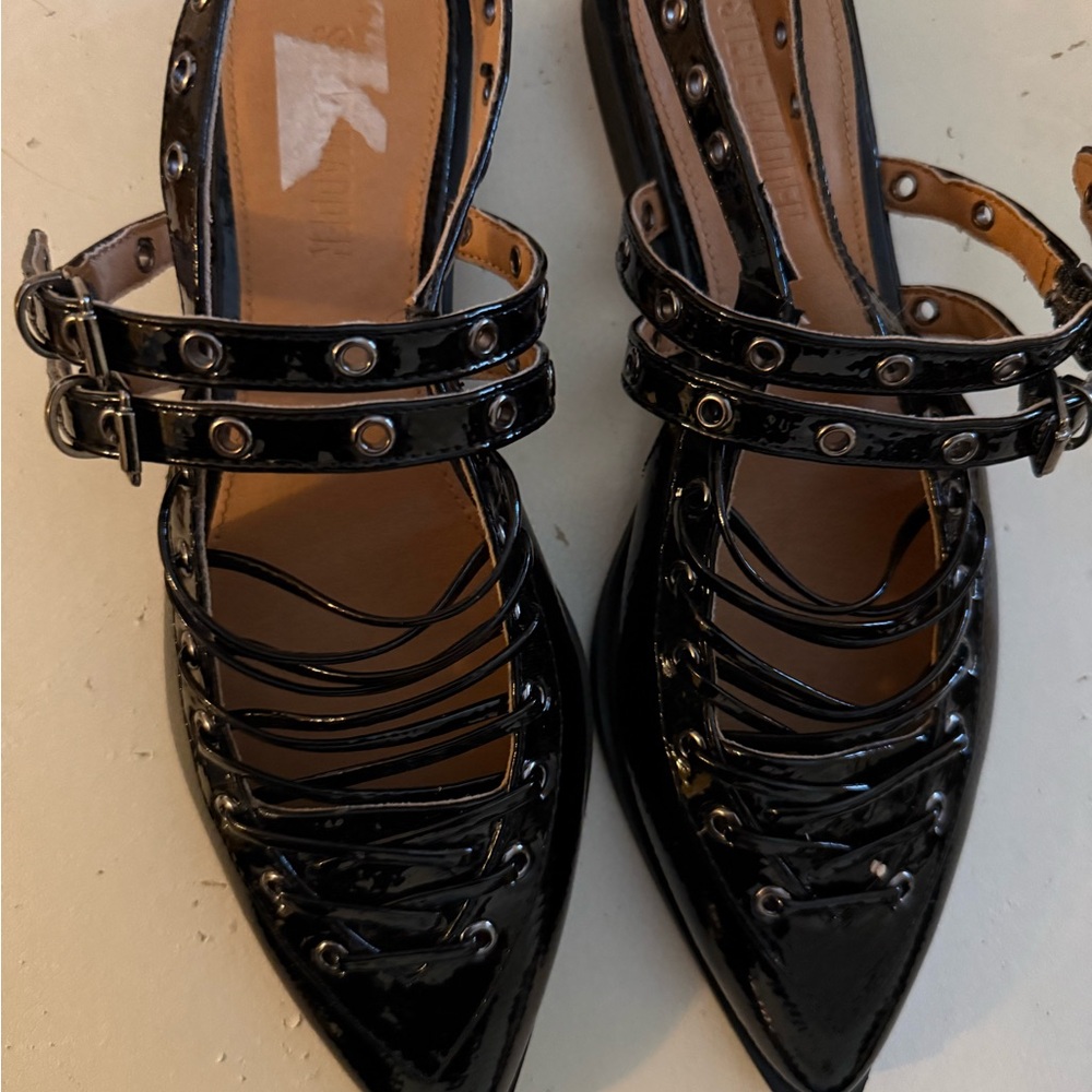 Steve Madden Black Patent Strappy Heels